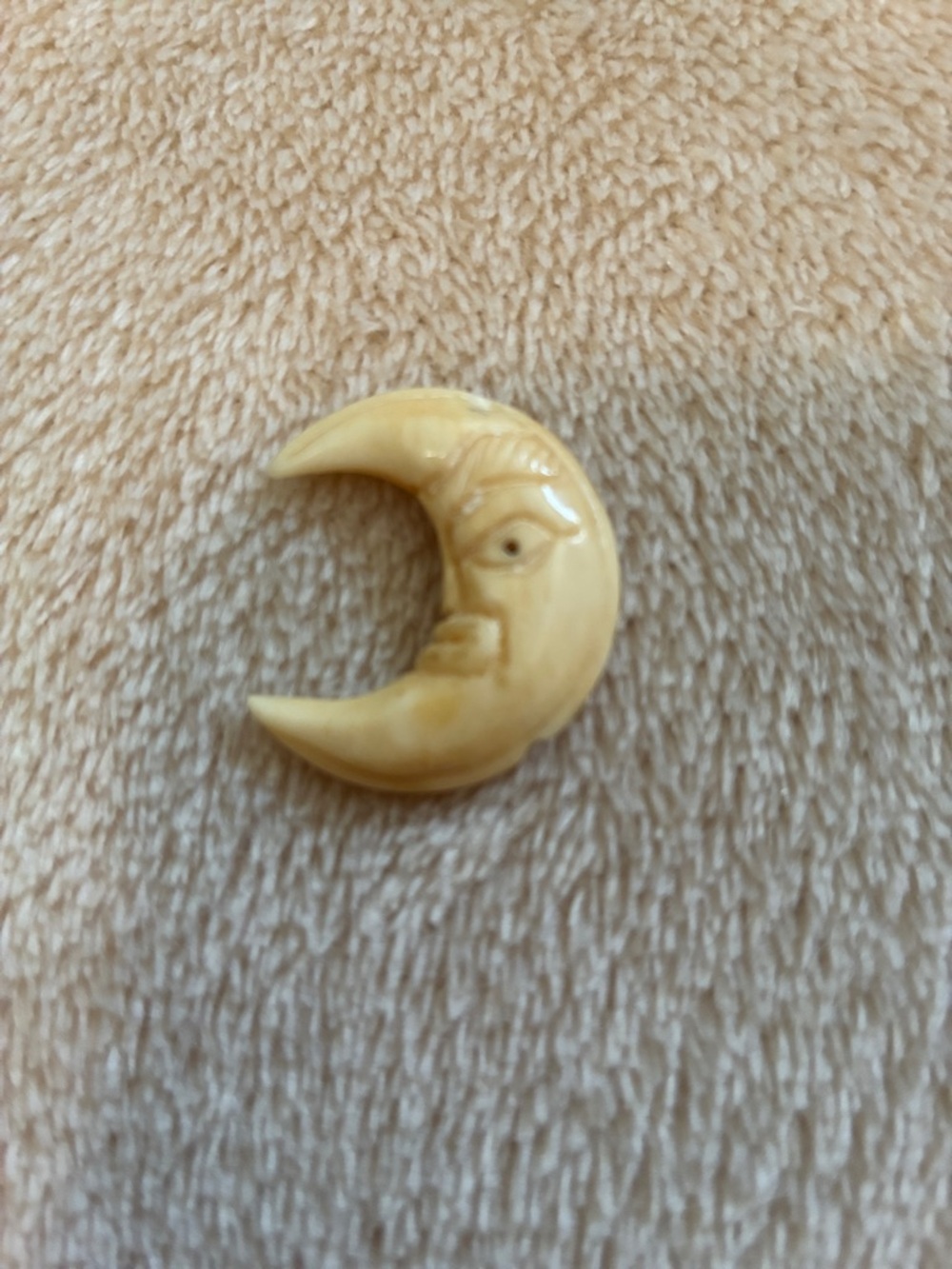Vintage Cresecent Moon Carved Bone Bead